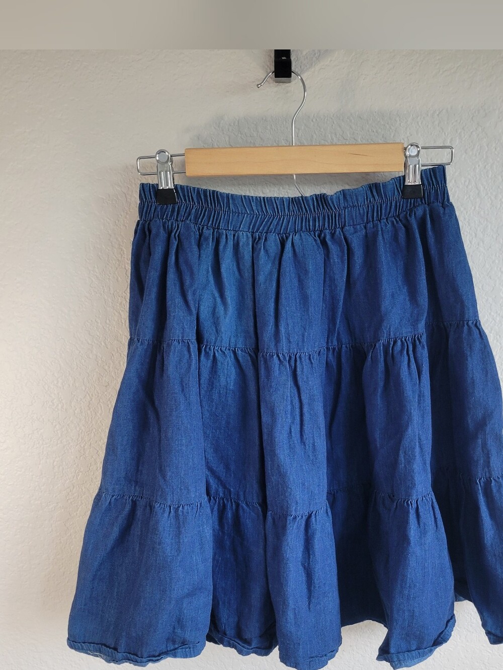 Vintage VRG Sport Cotton Tiered Circle Skirt Denim Color Womens Medium